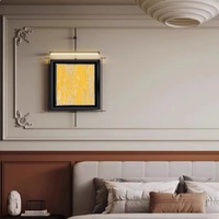 Peinture à l'huile minimaliste moderne sur toile encadrée avec barre métallique, éclairage décoratif suspendu, art mural de fond, décoration haut de gamme pour salon