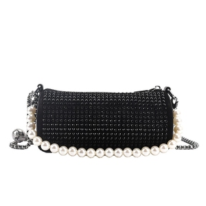 <span class=keywords><strong>Sac</strong></span> à bandoulière cylindrique <span class=keywords><strong>noir</strong></span> et <span class=keywords><strong>argent</strong></span>é pour femme, orné de diamants, avec chaînes de perles, style sacoche messager, <span class=keywords><strong>sac</strong></span> à main en forme de baril, <span class=keywords><strong>sac</strong></span> à l'épaule type oreiller - Product Image 6