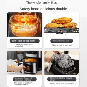 Friteuse à air multifonctionnelle domestique grande capacité 10,5 L en acier inoxydable avec revêtement antiadhésif PTFE, facile à nettoyer et économe en énergie - Product Image 6