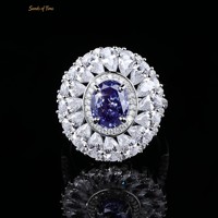 Bague de fiançailles et de mariage en argent sterling S925 pour femme, avec moissanite ovale VVS Clarity, double halo et grappe de pierres taille poire, cadeau idéal