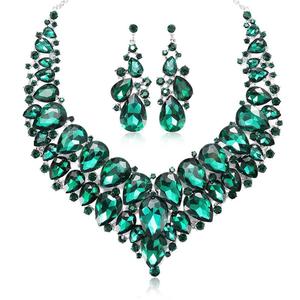 Conjunto de Collar y Pendientes de Cristal Rojo con Diseño Exagerado Europeo y Americano, Joyería de Aleación para Novia, Boda, Mujer - Product Image 4