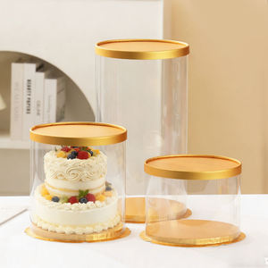 Boîte à gâteau ronde transparente de 4/6/8/10 pouces à faible MOQ, boîte d'emballage dorée pour gâteau d'anniversaire et fleurs - Product Image 3