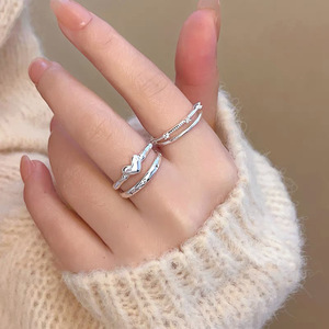 S925 Sterling Silver Heart Shaped Plain Band <b>Ring</b> For Women Minimalist Design Adjustable Index Finger <b>Ring</b> Everyday Wear - Product Image 5