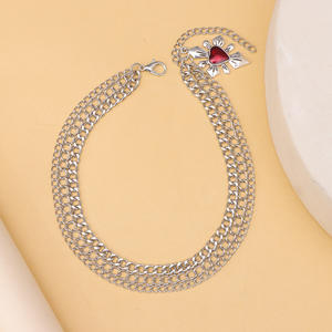 European And American Style Multi Layer Shoe <b>Chain</b> With Ruby Cross Pendant For Martin <b>Boots</b> Unisex Casual Accessory - Product Image 4