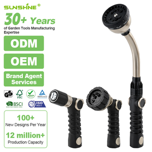 Varinha de Rega SUNSHINE de Alta Resistência em Metal com 10 Padrões de Pulverização, Controle de Fluxo por Botão e Bico de Longo Alcance para Arbustos - Product Image 1