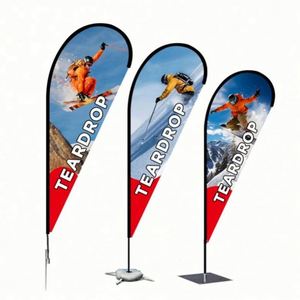 Bandera de Playa Personalizada con Diseño de Logotipo, Forma de Lágrima, con Asta, Base Cruzada y Estaca para Publicidad - Product Image 1