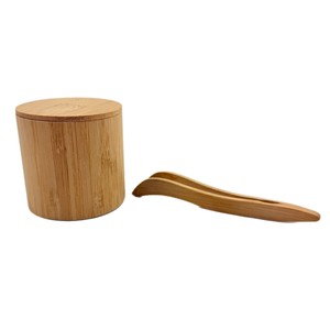 <b>Bamboo</b> Tea Box With Clips Cylindrical Storage <b>Container</b> For Tea Leaves Food Storage Jar Natural Wood Design - Product Image 1
