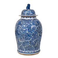 Vase en porcelaine craquelée peint à la main, motif floral de perroquet doré, céramique chinoise avec couvercle, décoration d'intérieur