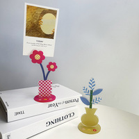 Support de bureau pour notes et photos, motif fleur de dessin animé mignon, petit porte-cartes décoratif, jaune, rose, bleu