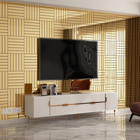 Papier peint à rayures en maille 3D, texture à effet miroir, panneaux muraux modernes de luxe, à coller et à décoller, faciles à installer et à entretenir