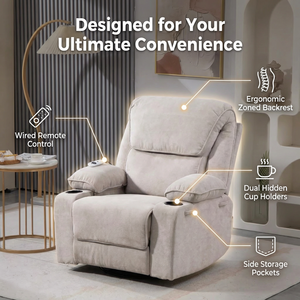 <span class=keywords><strong>Sillón</strong></span> <span class=keywords><strong>reclinable</strong></span> <span class=keywords><strong>eléctrico</strong></span> de diseño moderno, portavasos, Material de tela, tipo económico, función de masaje para muebles de sala de estar - Product Image 3