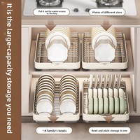 Eingebautes Küchenschrank-Geschirraufbewahrungsregal Schubladenartiges Ausziehbares Regal aus Kohlenstoffstahl Minimalistisches Design für Unterschränke