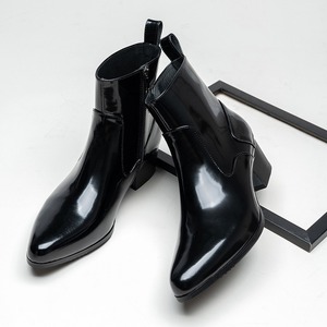 Nouvelles bottes en cuir noir à bout pointu 2026, en cuir véritable avec fermeture éclair, bottes courtes, bottes hautes pour hommes - Product Image 3