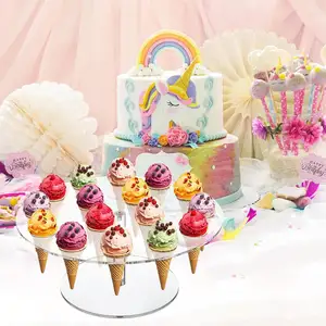 Acrylic Ice Cream Cone Holder Stand For Kids Birthday Party Wedding Decoration Buffet Catering Supplies Restaurant Events