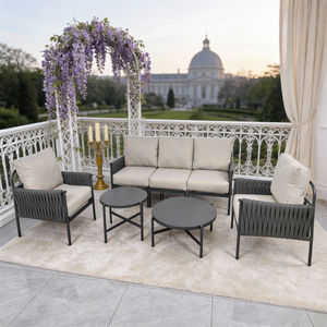 Ensemble de conversation élégant pour l'extérieur avec structure en métal et tressage en corde, résistant aux intempéries, pour patio de luxe, styles personnalisables - Product Image 2