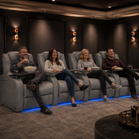 Fauteuil inclinable électrique multifonctionnel quatre places en cuir véritable avec mousse à mémoire de forme, idéal pour le cinéma familial moderne – Meilleures ventes