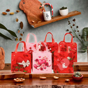 Sacs à main réutilisables en non-tissé avec poignée longue, logo personnalisé pour la Saint-Valentin, cadeaux pour petite amie - Product Image 3