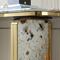 Console de luxe haut de gamme en marbre et acier inoxydable, italien or, console moderne haut de gamme pour table et tiroirs de salon
