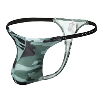 Sous-vêtements Jockstrap pour hommes à imprimé camouflage, avec ceinture à lettres, poche 3D, dos nu, taille basse, extensibles, doux, athlétiques et sexy, vente en gros