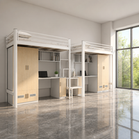 Modernes Metall-Hochbett Multifunktionales Hochbett mit Schrank und Arbeitsplatz für Kinder Teenager Apartment Schlafzimmer
