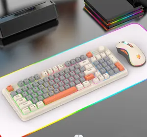 工厂K82键盘鼠标组合彩色94键背光USB有线机械游戏键盘笔记本桌面
