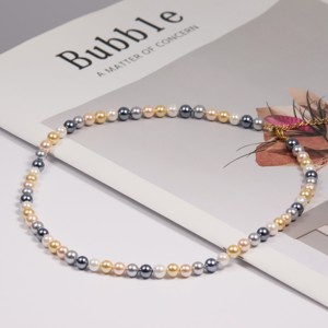 Collana di <span class=keywords><strong>Perle</strong></span> Multicolore con Gradiente Elettroplaccato - Oro, Grigio, Rosa, Bianco, Gioiello Elegante Retrò alla Moda - Product Image 2