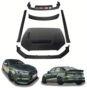 Kit carrosserie en fibre de carbone pour <span class=keywords><strong>Audi</strong></span> A3 <span class=keywords><strong>S3</strong></span> 17-19, mise à niveau style CMST, pièce automobile, spoiler arrière, lèvre avant, jupe latérale, diffuseur arrière, capot - Product Image 1