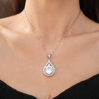 Collier polyvalent en zircon géométrique rond en forme de goutte d'eau, style luxe léger