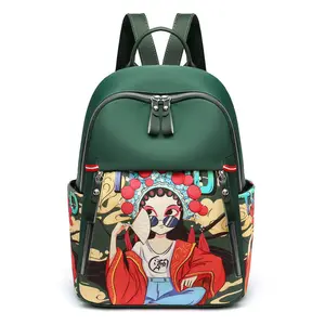 Fashion Girls Shopping Reise rucksack Tasche Beliebte chinesische Stil Frauen Oxford Rucksack Langlebige Peking Opera Ladies Large Daypack