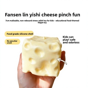 Balle anti-stress ultra-mince de 7 cm en forme de fromage, en pâte à modeler à l'huile de coco et à la vaseline, jouet souple en TPR à presser pour le bricolage - Product Image 5