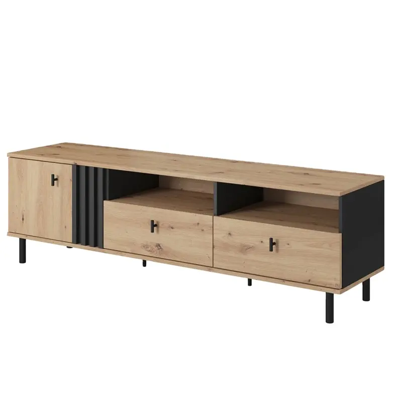 Fabricant OEM minimaliste nordique en bois massif meuble TV bas de sol, style japonais, salon, meuble de sol
