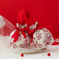 Sac à cordon triangulaire en toile recyclable, sac à bonbons de Noël, pochette cadeau de fête