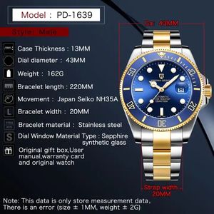 Montre de sport et d'affaires Pagani Design 1639 tendance pour homme, à quartz, boîtier en alliage, cadran en verre, bracelet en acier inoxydable, étanche, collection 2026 - Product Image 6