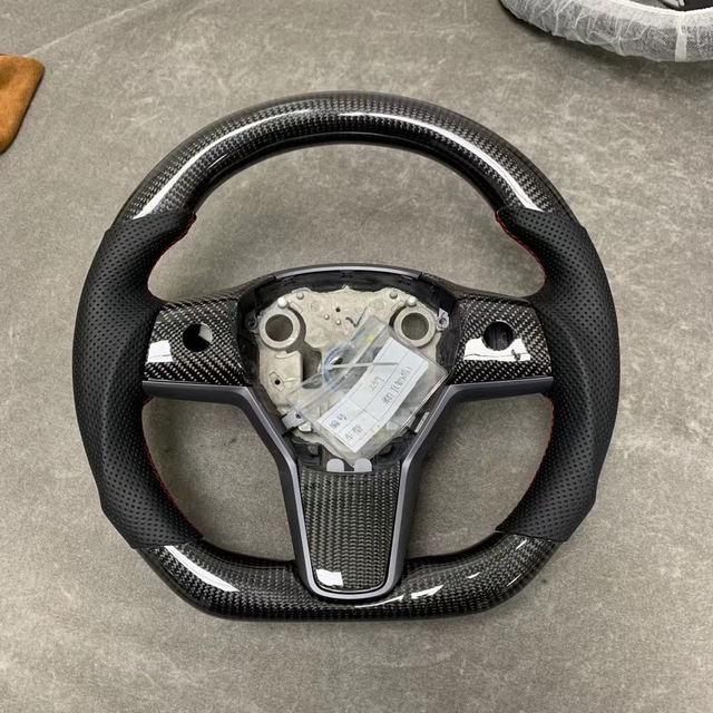 High Quality Retrofit Custom Carbon Fiber Steering Wheel Upgraded Flip Fur Steering Wheel for Tesla Model X Y 3 s