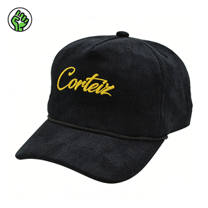 Casquette de baseball unisexe personnalisée de haute qualité, style sportif et formel, 5 panneaux, en velours/corduroy, avec visière courbée, motif à pois, style Dad Hat, avec détails métalliques - Product Image 1