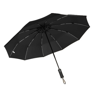 Parapluie pliant entièrement automatique extra-large à 12 baleines épaissies, protection UV, revêtement noir, cadeau d'affaires, utilisation soleil/pluie - Product Image 1