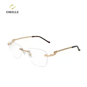 OMELLE Fashion Eyeglasses Frames Metal Rimless Optical Reading Glass 2021