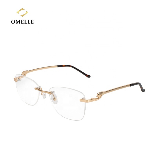 OMELLE Fashion Eyeglasses Frames Metal Rimless Optical Reading Glasses