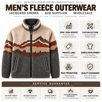 Veste d'hiver pour homme en polaire sherpa à motif géométrique, à poils longs, entièrement zippée, pour l'extérieur, motif personnalisé, fournisseur en gros OEM ODM