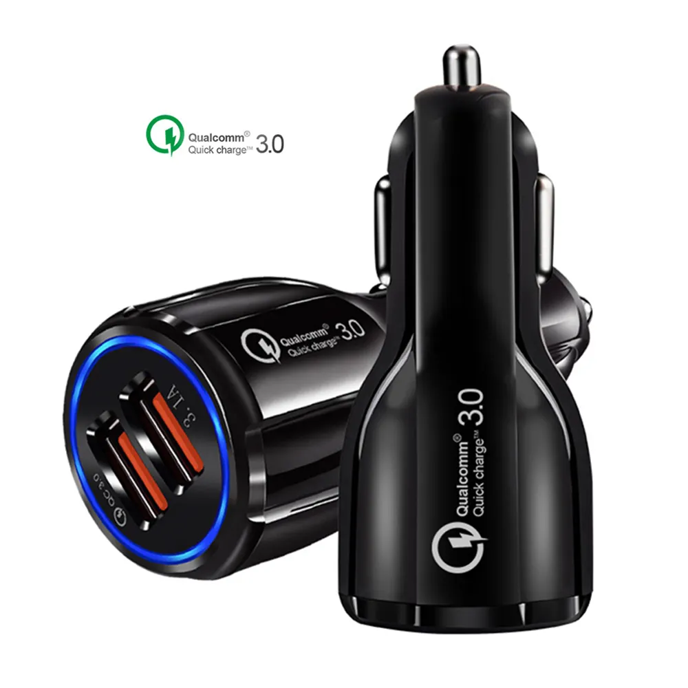 OEM 3.1A Portable Qualcomm Phone fast Charger 2 Port Usb Car Charger Quick Charge 3.0 Car Charger Dual usb