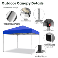 Tente Pop-Up 10x10 Portable Pliante Robuste Instantanée pour Événements Extérieurs, Fêtes, Camping, Vendeurs