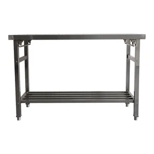 stainless steel folding table stainless steel folding double deck workbench stainless steel work table with bottom grille