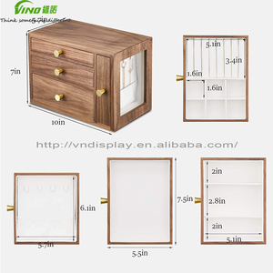 Boîte à bijoux en bois avec 3 tiroirs, taille personnalisée, design découpé au laser pour boucles d'oreilles, marque Vino - Product Image 6
