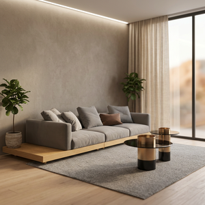 Sofá Moderno Minimalista de Tres Plazas con Base de Madera y Tapicería Cuadrada, Muebles de Lujo para Sala de Estar - Product Image 3