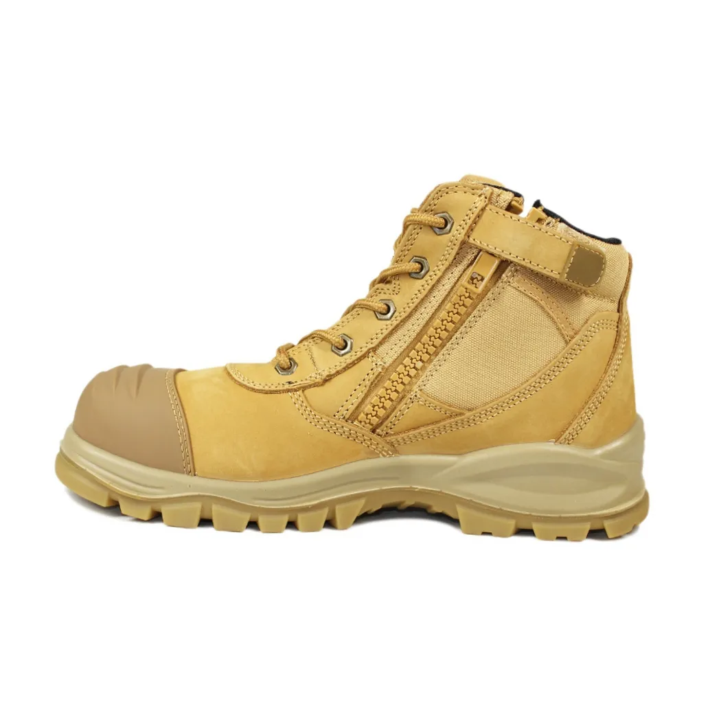 Yellow nubuck leather anti slip SBP standard steel toe safety boots