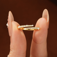 Anillos Finos Nuevos al por Mayor, Anillo Unisex de Moissanita Estilo Hip Hop, Anillo de Compromiso Ajustable, Anillo de Eternidad Semicircular, Regalos Unisex