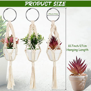 Offre Spéciale Petit Macrame Hanger Plantes <span class=keywords><strong>À</strong></span> La Main De Voiture Arrière Vue Suspendus Planteur Coton Corde Pour voiture Accueil Décorations - Product Image 6