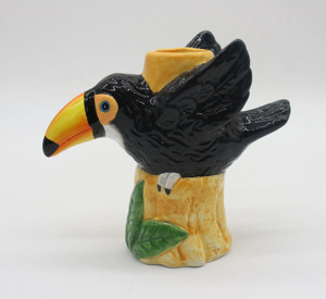 Vase en céramique en forme de toucan, design d'oiseau tropical, vase à fleurs en porcelaine, vase décoratif créatif en forme de feuille, décoration d'intérieur - Product Image 6