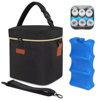 Sac isotherme pour biberons personnalisé, imperméable et pliable, capacité de 6 biberons isolés jusqu'à 9 onces, en polyester, avec pack de glace