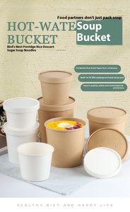<span class=keywords><strong>Bol</strong></span> en papier jetable écologique avec couvercle, gobelet à café, à emporter, restauration rapide, riz, nouilles, salade, soupe, contenant d'emballage - Product Image 6